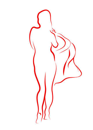 Stylized vector illustration of a sexy girl in a poreoのイラスト素材