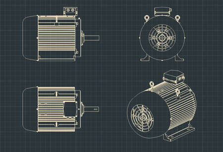 Vector illustration of drawings of a standard electric motor for machine toolsのイラスト素材