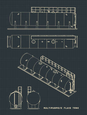 Vector illustration of drawings of a multipurpose fluid tankのイラスト素材