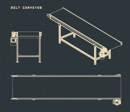 Stylized Vector illustration of belt conveyor drawingsのイラスト素材