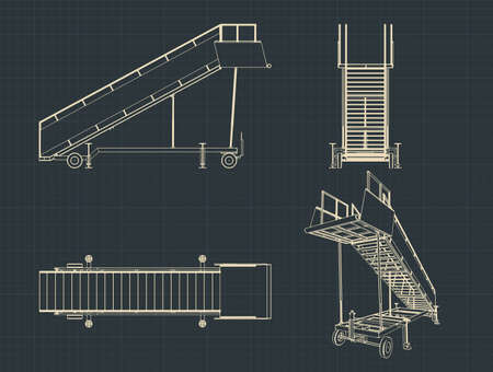 Stylized vector illustration of airplane ladder drawingsのイラスト素材
