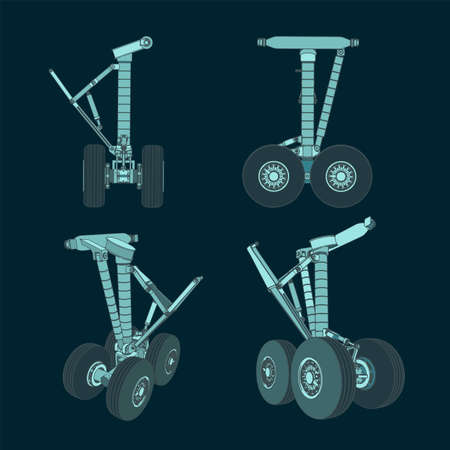 Stylized vector cartoon illustrations of a large airplane landing gearのイラスト素材