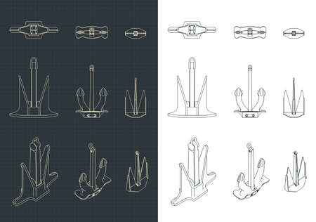 Stylized vector illustration of different anchor drawings