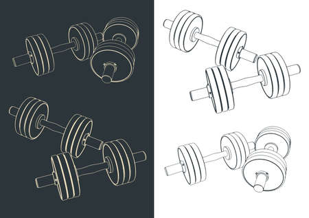 Stylized vector illustration of dumbbell sketchesのイラスト素材