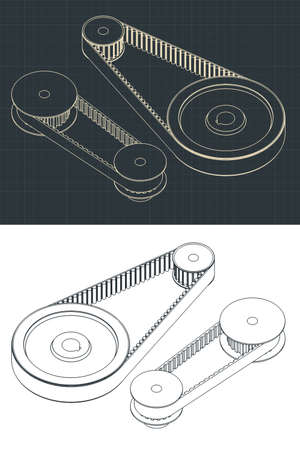 Stylized vector illustration of belt drive drawingsのイラスト素材