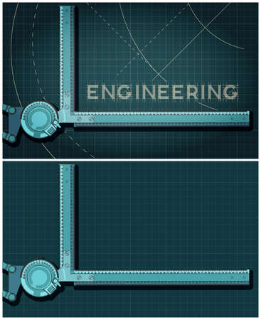 Stylized vector illustration on the them of engineering and design. Engineering Drawing Board close-up colorful compositionのイラスト素材