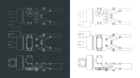 Stylized vector illustration of robotic arm drawingsのイラスト素材