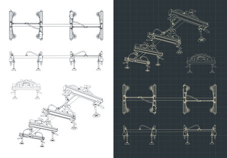 Stylized vector illustrations of vacuum gripper drawingsのイラスト素材