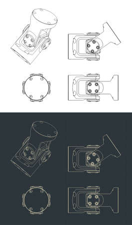 Stylized vector illustrations of a cardan transmission drawingsのイラスト素材