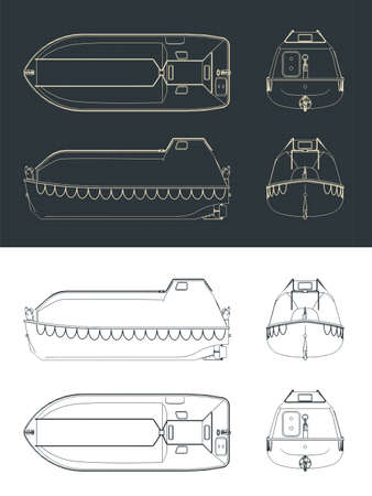 Stylized vector illustration of blueprints of Lifeboatのイラスト素材