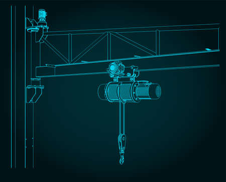 Stylized vector illustration of an outline of a jib crane close-upのイラスト素材