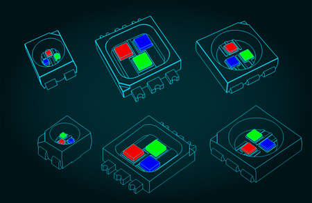 Stylized vector illustration of RGB LED mini set