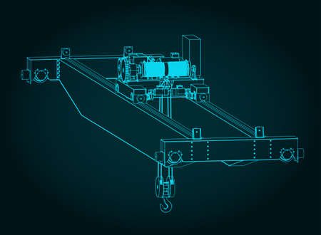Stylized vector illustration of double girder overhead craneのイラスト素材