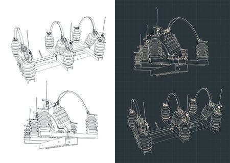 Stylized vector illustration of medium voltage disconnecting switchesのイラスト素材
