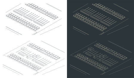 Stylized vector illustration of isometric drawings of mixing control surfaceのイラスト素材