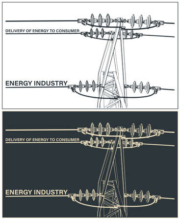 Stylized vector illustration on the theme of electricity delivery to the consumerのイラスト素材