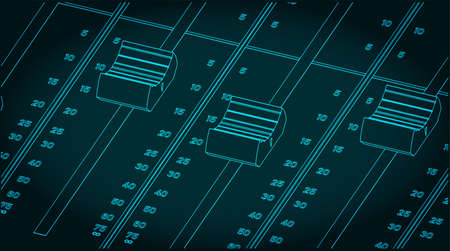 Stylized vector illustration of sliders or faders control board