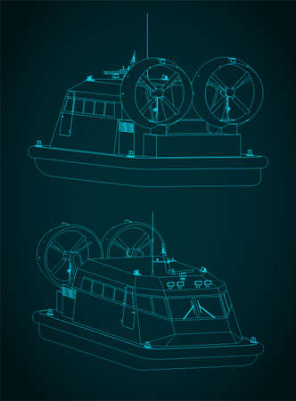 Stylized vector illustration of hovercraftのイラスト素材