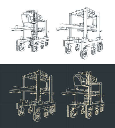 Stylized vector illustration of drawings of straddle carrierのイラスト素材