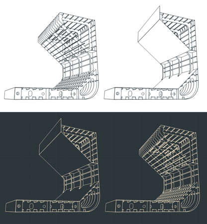 Stylized vector illustration of middle section of a large cargo shipのイラスト素材