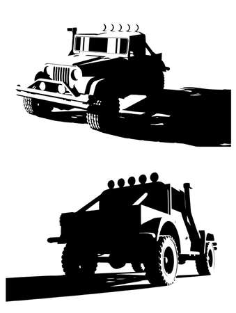 Stylized vector illustration of off-road vehicleのイラスト素材