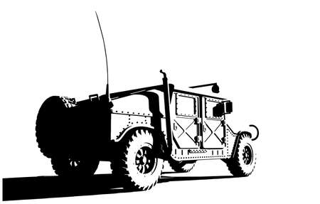 Stylized vector illustration of a military off-road vehicleのイラスト素材