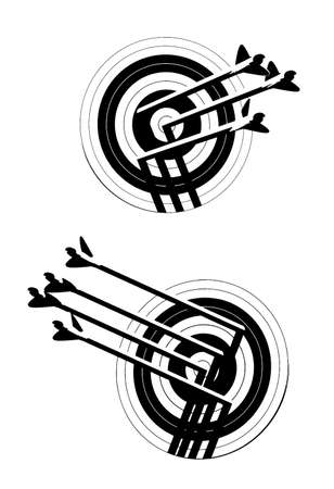Stylized vector illustration of archery target with arrows in itのイラスト素材