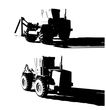 Stylized vector illustrations of tractorのイラスト素材