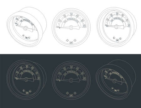 Stylized vector illustration of oil pressure gauge