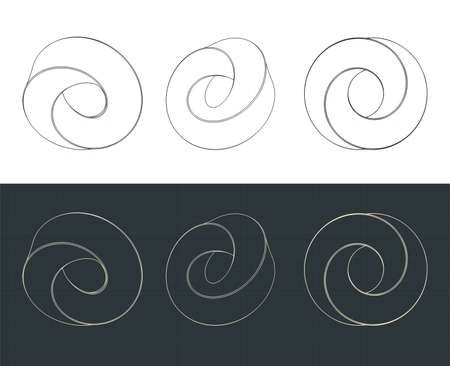 Stylized vector illustration of drawings of chubby mobius strip setのイラスト素材