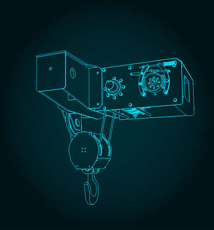 Stylized vector illustration of trolley for bridge craneのイラスト素材