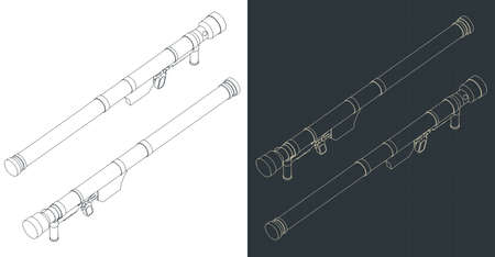 Stylized vector illustration of isometric blueprints of man-portable air-defense systemのイラスト素材