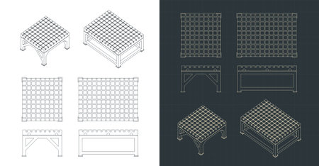 Stylized vector illustration of blueprints of welding tablesのイラスト素材
