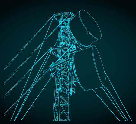 Stylized vector illustration of cellular network base stationのイラスト素材