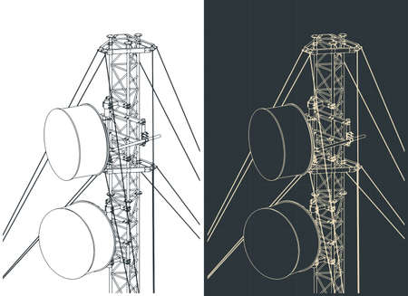 Stylized vector illustrations of cellular network base stationのイラスト素材