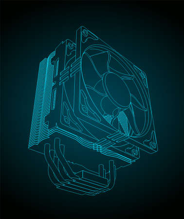 Stylized vector illustration of drawings of CPU Coolerのイラスト素材