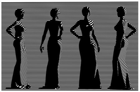 Stylized vector illustration of a girl in a long evening dressのイラスト素材