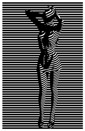 Stylized vector illustration of a beautiful girl in a light dressのイラスト素材