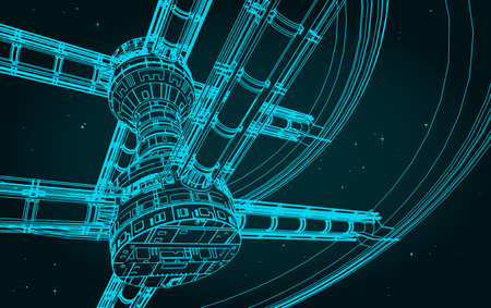 Stylized vector illustration of a space stationのイラスト素材
