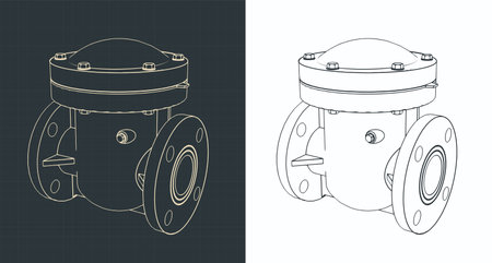 Stylized vector illustration of blueprint of swing check valveのイラスト素材