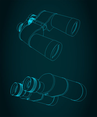 Stylized vector illustration of blueprints of binocularsのイラスト素材