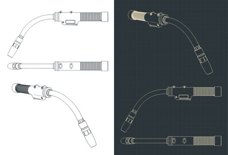 Stylized vector illustration of blueprints of welding torchのイラスト素材
