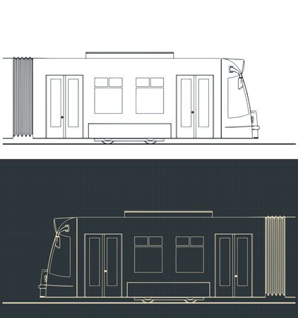 Stylized vector illustration of modern tram closeupのイラスト素材