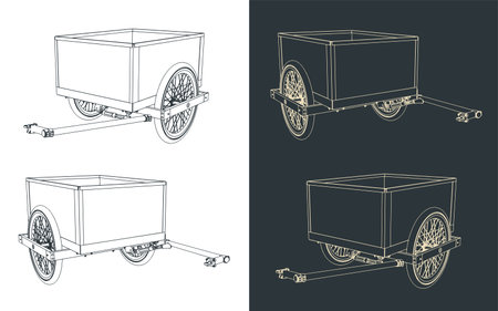 Stylized vector illustration of sketches of bike trailerのイラスト素材