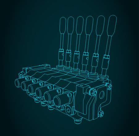 Stylized vector illustration of hydraulic directional control valveのイラスト素材