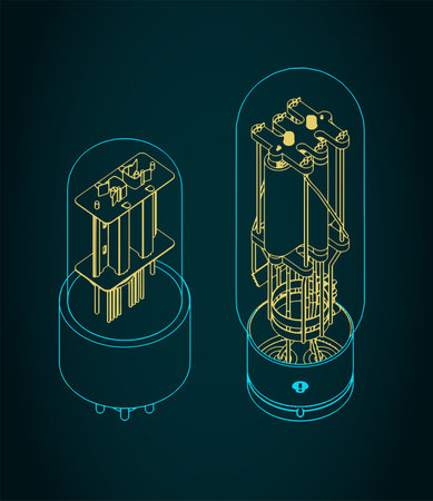 Stylized vector illustration of blueprint of vacuum tubeのイラスト素材