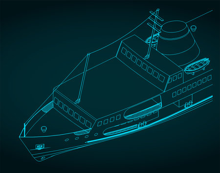 Stylized vector illustration of passenger ferry close-upのイラスト素材