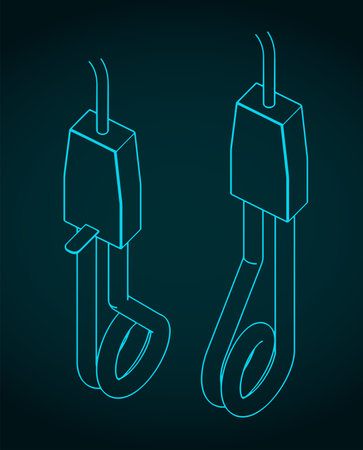 Stylized vector illustration of isometric blueprints of portable water heaterのイラスト素材