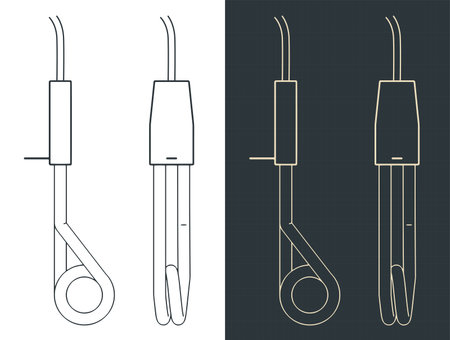Stylized vector illustration of blueprints of portable water heaterのイラスト素材