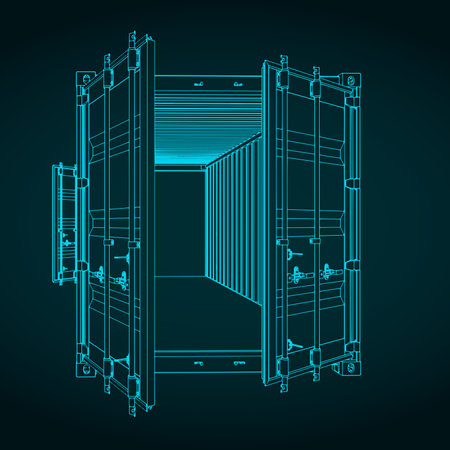 Stylized vector illustration of sketch of a cargo containerのイラスト素材